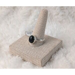 Sterling Silver 925 Black Onyx Oval Bezel Ring Size 7 Minimalist